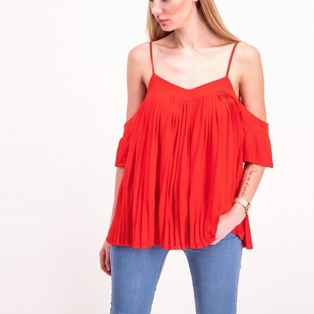 Nwt 1. State Pleated Off The Shoulder Top In Havanahred - Sz M